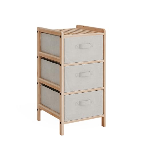 Vicco Kommode Bruno, Badezimmerschrank mit Schubladen, Beige, 34.5 x 67 cm mit 3 Stoffschubladen von Vicco
