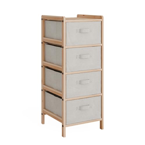 Vicco Kommode Bruno, Beige, 34.5 x 86 cm mit 4 Stoffschubladen von Vicco