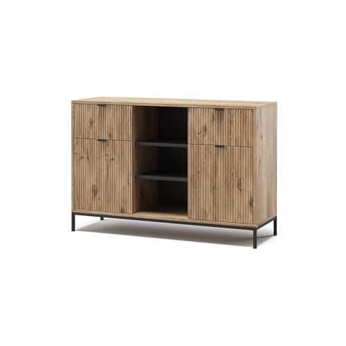 Vicco Kommode Eliza, Viking Oak, 120 x 81.2 cm mit 2 Schubladen und 2 Türen von Vicco