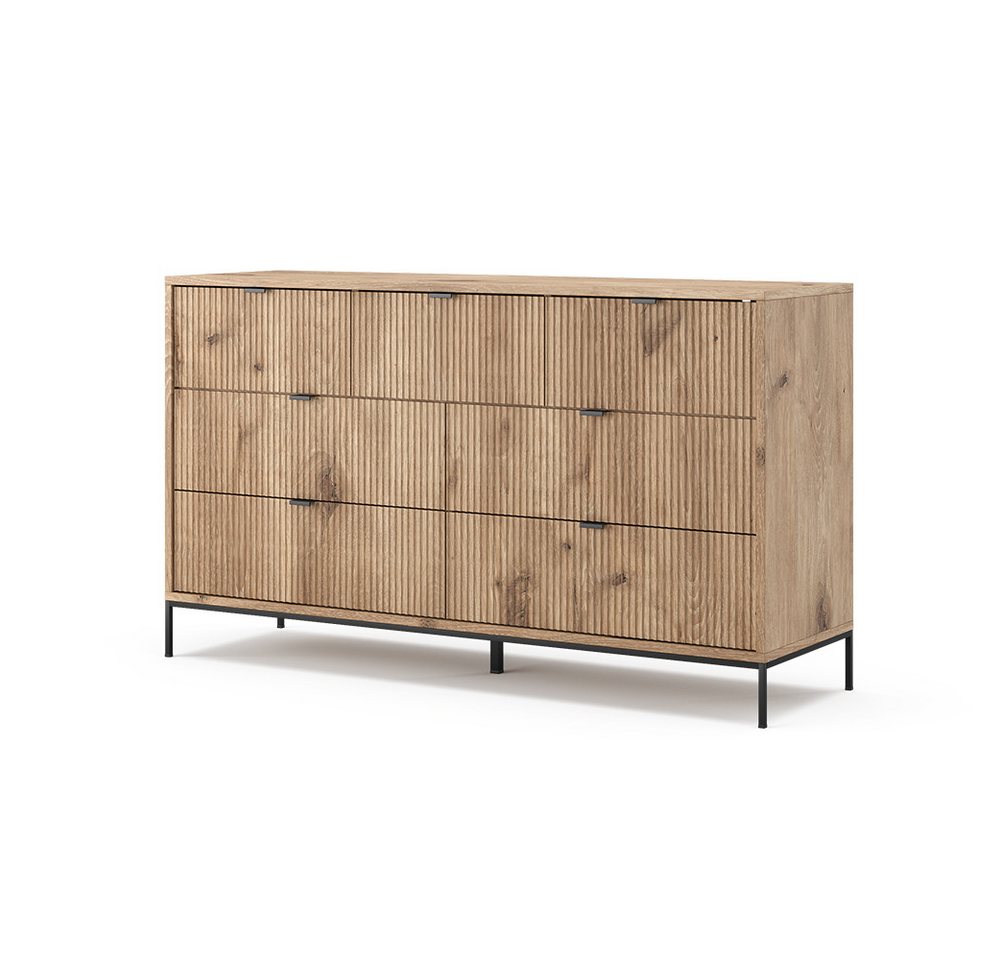 Vicco Kommode Eliza, Viking Oak, 140 x 81 cm mit 7 Schubladen von Vicco
