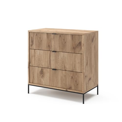 Vicco Kommode Eliza, Kommodenschrank, Viking Oak, 80 x 81.2 cm mit 3 Schubladen Vicco Kommode Eliza, Kommodenschrank, Viking Oak, 80 x 81.2 cm mit 3 Schubladen von Vicco