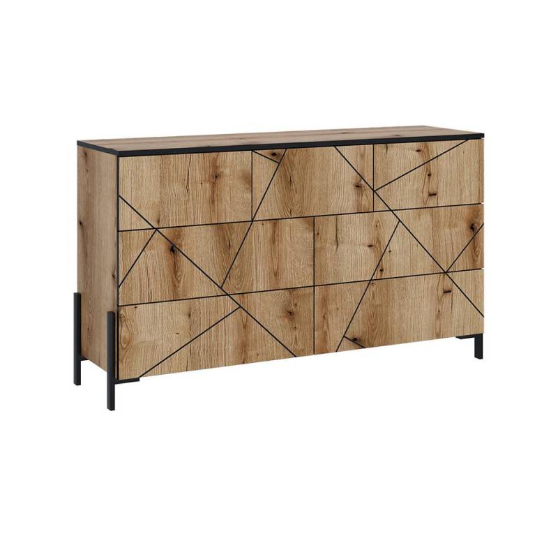 Vicco Kommode Hatto, Eiche, 139.8 x 80.2 cm mit 7 Schubladen von Vicco