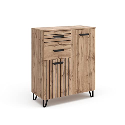 Vicco Sideboard Amber, Eiche/Schwarz, 80 x 100 cm von Vicco