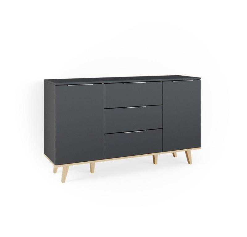 Vicco Kommode Nautica, Anthrazit/Buche, 138 x 82 cm von Vicco