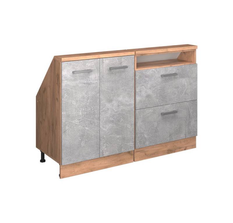 Vicco Kommode Rion, Beton/Goldkraft Eiche/Goldkraft Eiche, 2er Set von Vicco