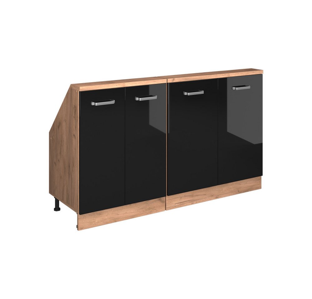 Vicco Kommode Rion, Schwarz Hochglanz/Goldkraft Eiche/Goldkraft Eiche, 2er Set Vicco Kommode Rion, Schwarz Hochglanz/Goldkraft Eiche/Goldkraft Eiche, 2er Set von Vicco