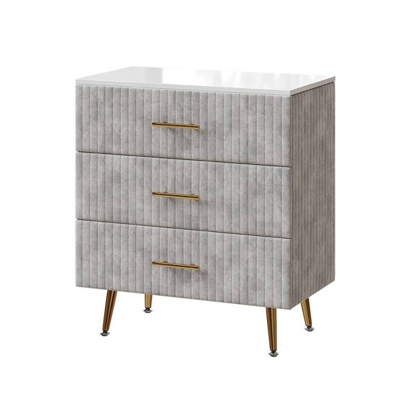 Vicco Kommode Velia, Grau, 70 x 78.5 cm mit 3 Schubladen von Vicco