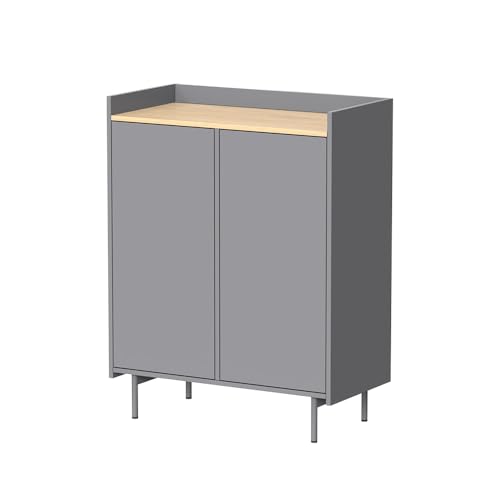 Vicco Kommode Velina, Grau/Eiche, 80 x 103 cm mit 6 Fächern von Vicco