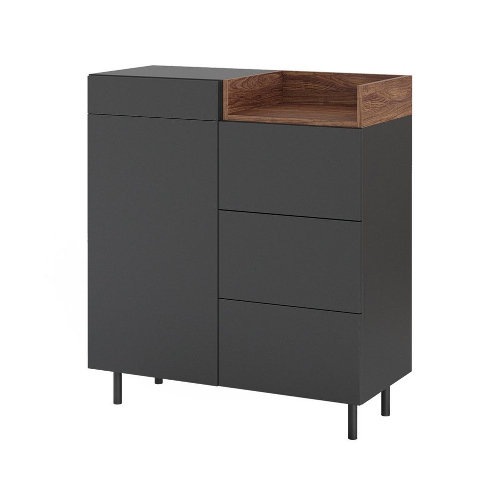 Vicco Kommode Anika, Anthrazit/Nussbaum, 89 x 100 cm Vicco Kommode Anika, Anthrazit/Nussbaum, 89 x 100 cm von Vicco