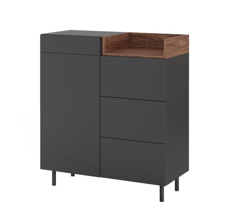 Vicco Kommode Anika, Anthrazit/Nussbaum, 89 x 100 cm Vicco Kommode Anika, Anthrazit/Nussbaum, 89 x 100 cm von Vicco