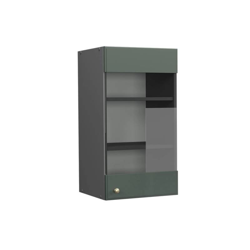 Vicco Küchenglasschrank Fame-Line Glashängeschrank Grün-Gold Landhaus/Anthrazit 40 cm von Vicco