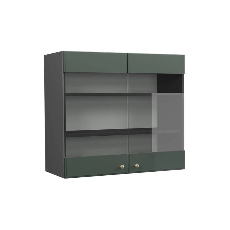 Vicco Küchenglasschrank Fame-Line Glashängeschrank Grün-Gold Landhaus/Anthrazit 80 cm von Vicco