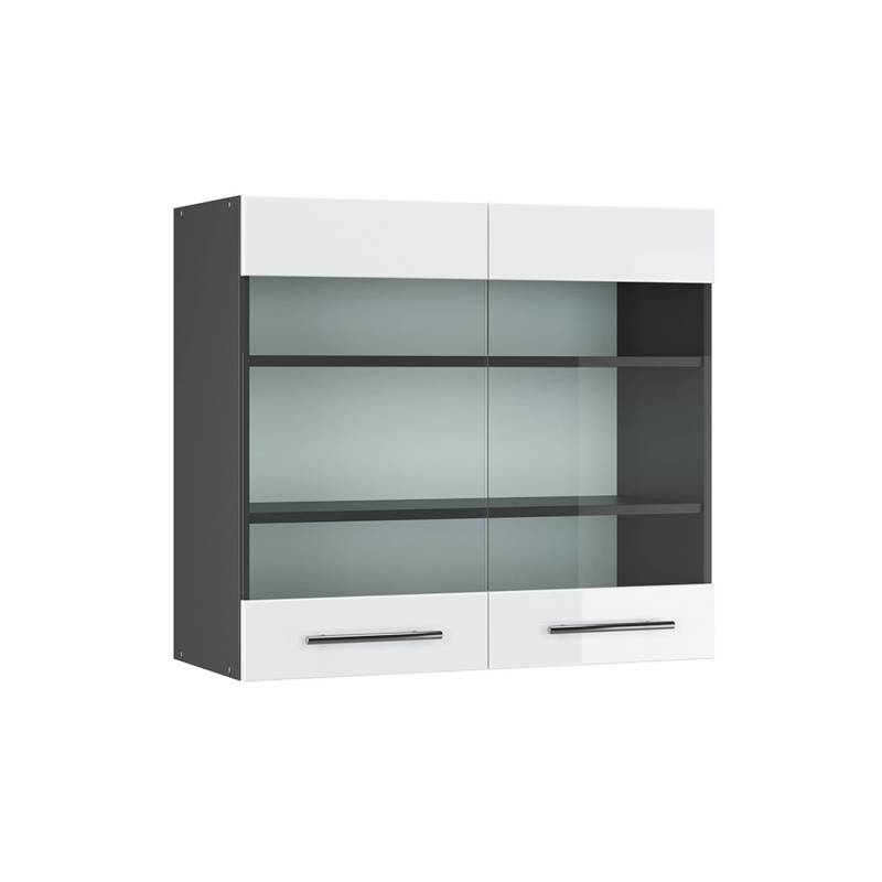 Vicco Küchenglasschrank Fame-Line Glashängeschrank Weiß Hochglanz/Anthrazit 80 cm von Vicco