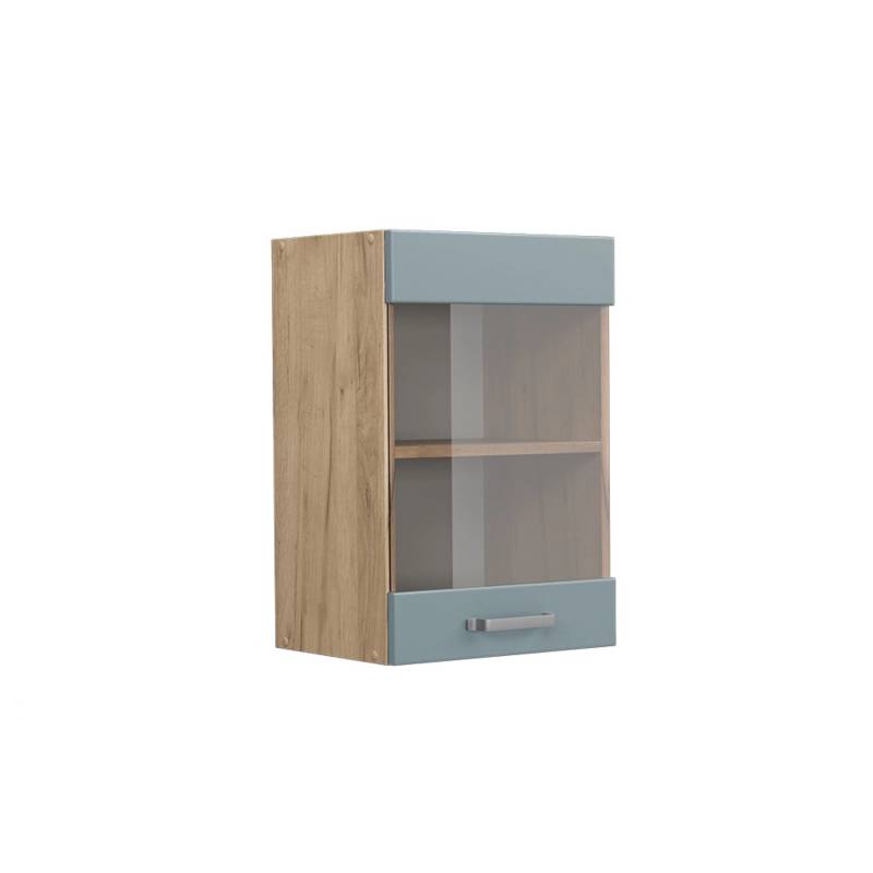 Vicco Küchenglasschrank R-Line Glashängeschrank Blau-Grau/Goldkraft Eiche 40 cm von Vicco