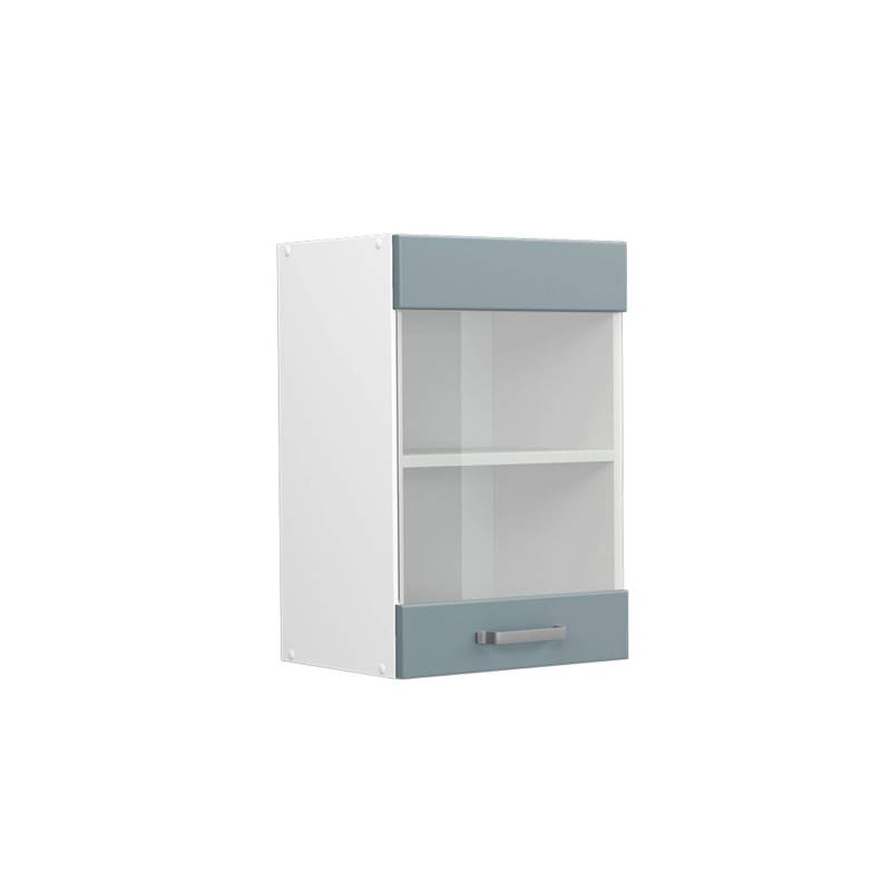 Vicco Küchenglasschrank R-Line Glashängeschrank Blau-Grau/Weiß 40 cm von Vicco
