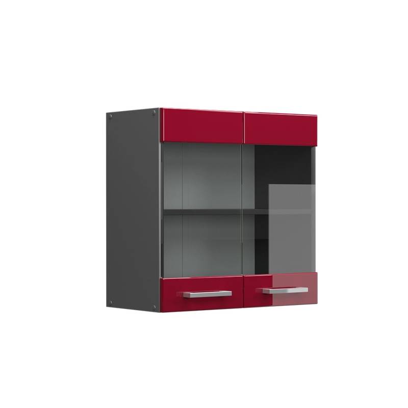 Vicco Küchenglasschrank R-Line Glashängeschrank Bordeaux Hochglanz/Anthrazit 60 cm von Vicco