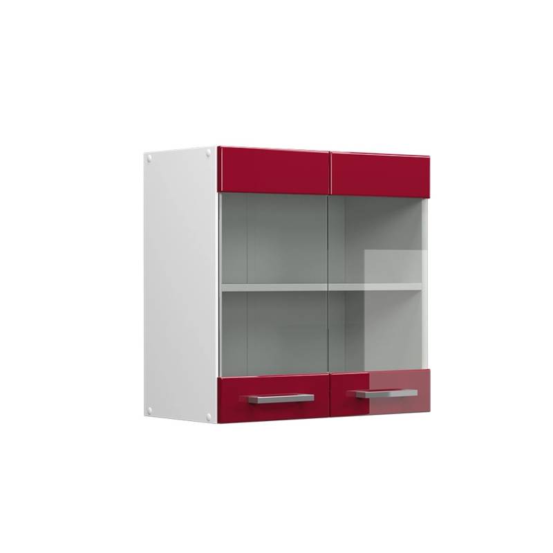 Vicco Küchenglasschrank R-Line Glashängeschrank Bordeaux Hochglanz/Weiß 60 cm von Vicco