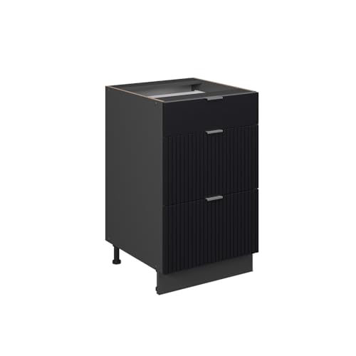 Vicco Küchenschränke Fame-Line, Schwarz gestreift, 50 cm ohne Arbeitsplatte von Vicco