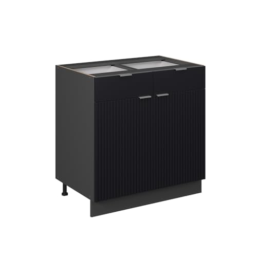Vicco Küchenschränke Fame-Line, Schwarz gestreift, 80 cm ohne Arbeitsplatte von Vicco