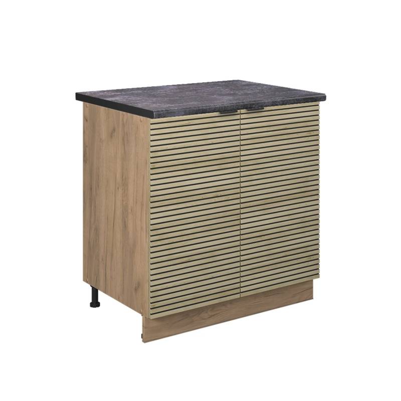 Vicco Küchenschrank Fame-Line Eiche Paneel 80 cm mit Regal AP Anthrazit von Vicco