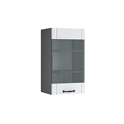 Vicco Küchenschrank Glas Fame-Line, Weiß Landhaus/Anthrazit, 40 cm von Vicco