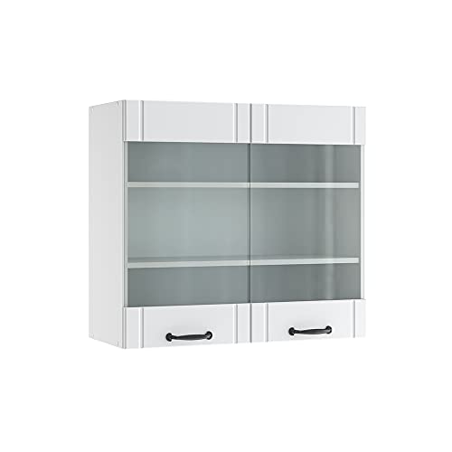 Vicco Küchenschrank Glas Fame-Line, Weiß Landhaus/Weiß, 80 cm von Vicco
