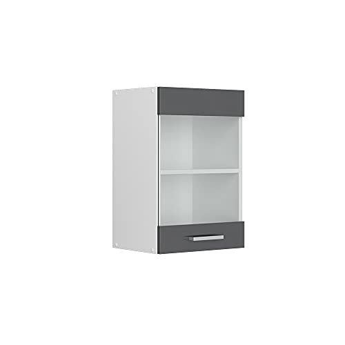 Vicco Küchenschrank Glas R-Line, Anthrazit Hochglanz/Weiß, 40 cm von Vicco