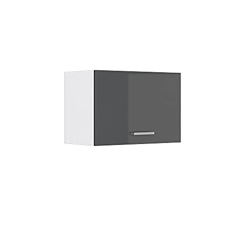 Vicco Hängeschrank R-Line, hängender Küchenschrank, Anthrazit Hochglanz/Weiß, 60 cm Flach von Vicco
