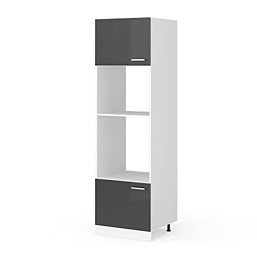 Vicco Mikrowellenschrank R-Line, Küchenregal für die Mikrowelle, Anthrazit Hochglanz/Weiß, 60 cm von Vicco
