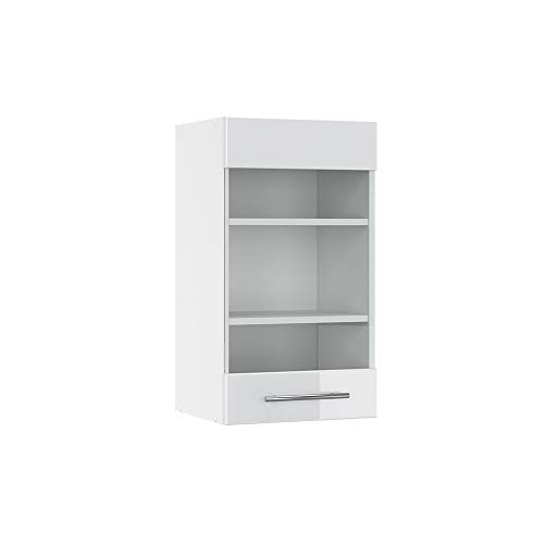 Vicco Küchenschrank Glas Fame-Line, Weiß Hochglanz/Weiß, 40 cm von Vicco