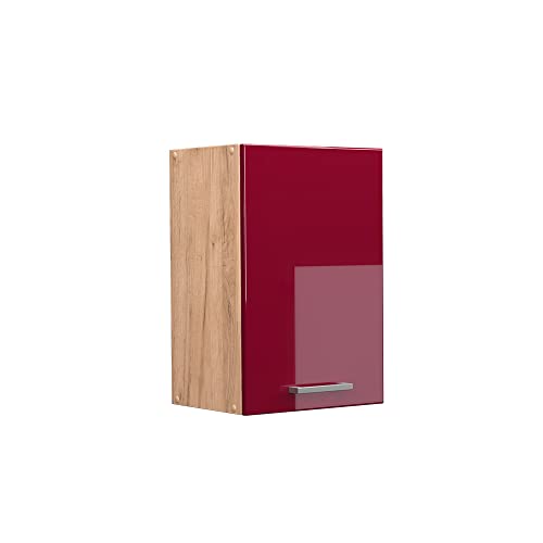 Vicco Hängeschrank R-Line, Bordeaux Hochglanz/Goldkraft Eiche, 40 cm von Vicco