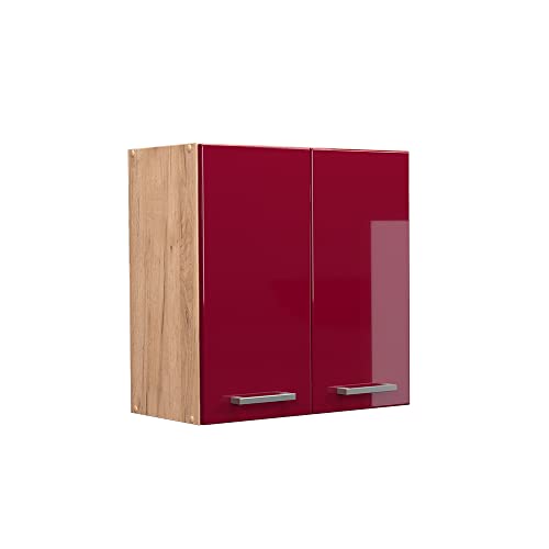 Vicco Hängeschrank R-Line, hängender Küchenschrank, Bordeaux Hochglanz/Goldkraft Eiche, 60 cm von Vicco