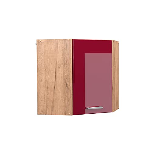 Vicco Eckhängeschrank R-Line, Bordeaux Hochglanz/Goldkraft Eiche, 57 cm von Vicco