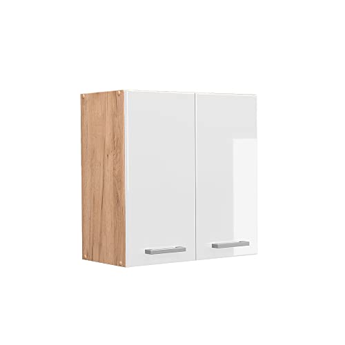 Vicco Hängeschrank R-Line, Weiß Hochglanz/Goldkraft Eiche, 60 cm von Vicco