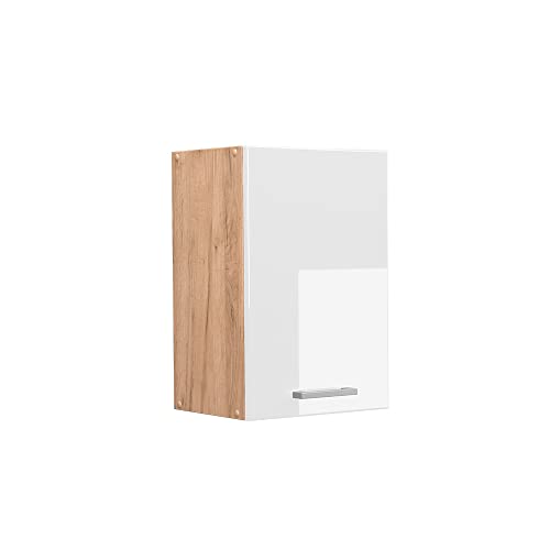 Vicco Hängeschrank R-Line, Weiß Hochglanz/Goldkraft Eiche, 40 cm von Vicco