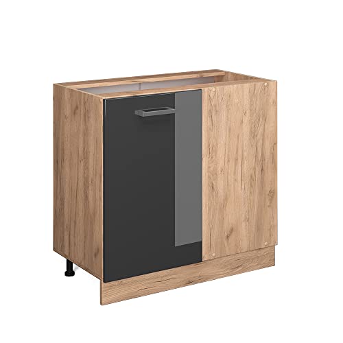 Vicco Eckschrank R-Line, Anthrazit Hochglanz/Goldkraft Eiche, 86 cm ohne Arbeitsplatte von Vicco