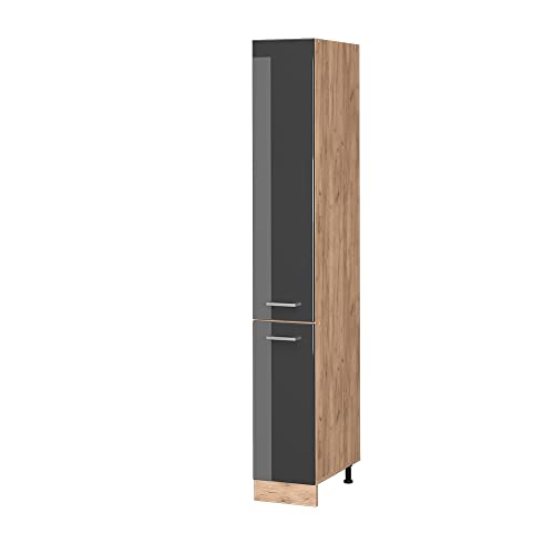 Vicco Apothekerschrank R-Line, Anthrazit Hochglanz/Goldkraft Eiche, 30 cm von Vicco