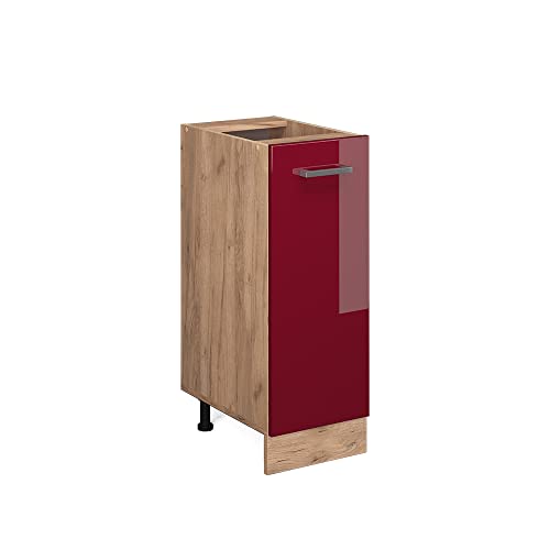 Vicco Apothekerschrank R-Line, Bordeaux Hochglanz/Goldkraft Eiche, 30 cm ohne Arbeitsplatte von Vicco