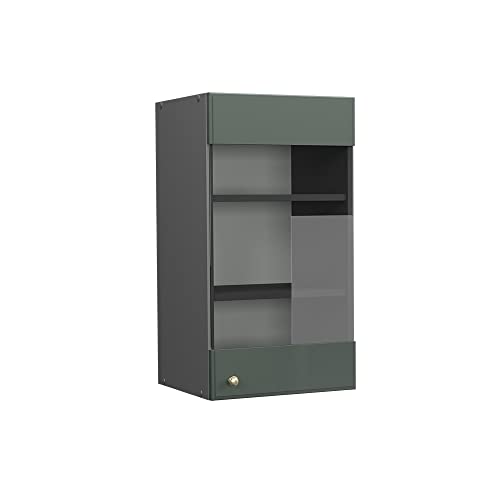 Vicco Küchenschrank Glas Fame-Line, Grün-Gold Landhaus/Anthrazit, 40 cm von Vicco