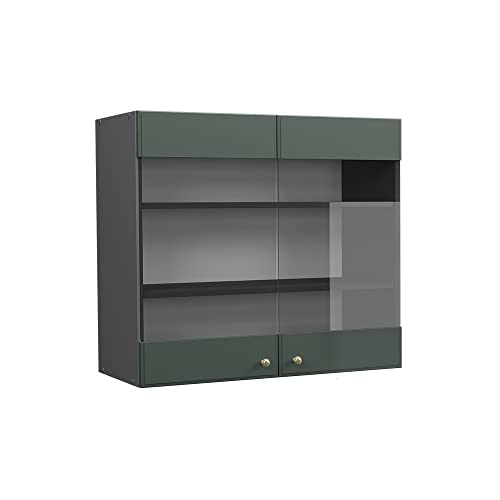 Vicco Küchenschrank Glas Fame-Line, Grün-Gold Landhaus/Anthrazit, 80 cm von Vicco