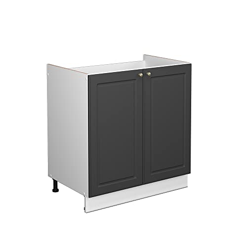 Vicco Spülenunterschrank Fame-Line, Anthrazit-Gold/Weiß, 80 cm ohne Arbeitsplatte von Vicco