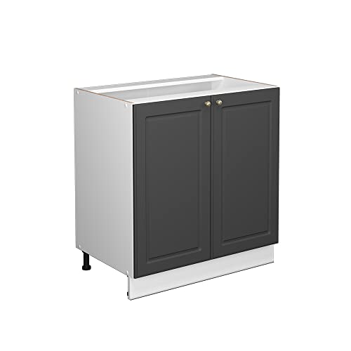 Vicco Spülenunterschrank Fame-Line, Anthrazit-Gold/Weiß, 80 cm mit Regal, ohne Arbeitsplatte von Vicco