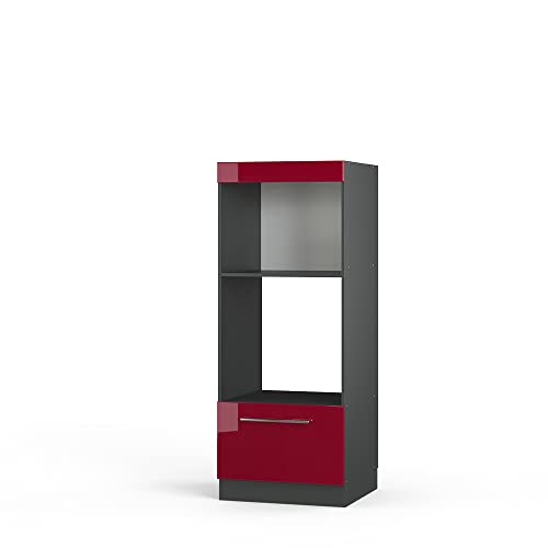 Vicco Mikrowellenschrank Fame-Line, Bordeaux Hochglanz/Anthrazit, 60 cm offen von Vicco