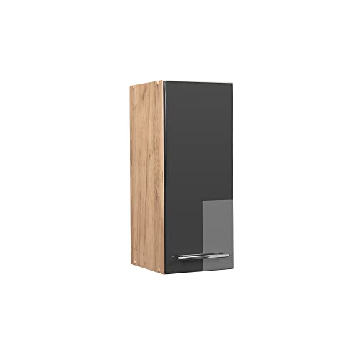 Vicco Hängeschrank Fame-Line, Anthrazit Hochglanz/Goldkraft Eiche, 30 cm von Vicco