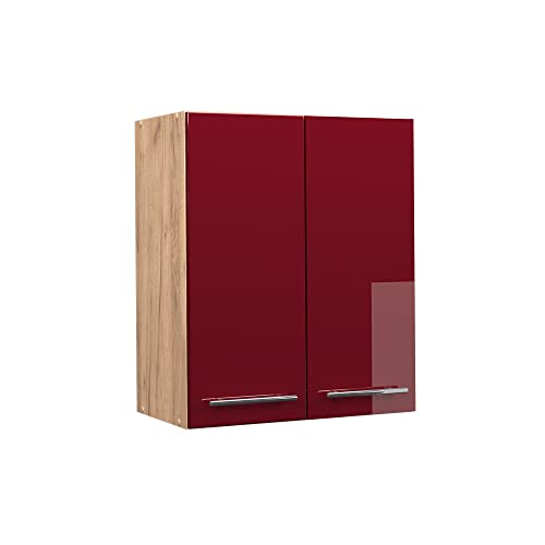 Vicco Hängeschrank Fame-Line, Bordeaux Hochglanz/Goldkraft Eiche, 60 cm von Vicco