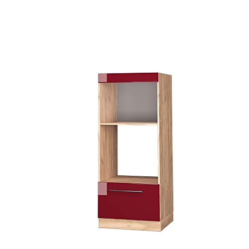 Vicco Mikrowellenschrank Fame-Line, Bordeaux Hochglanz/Goldkraft Eiche, 60 cm offen von Vicco