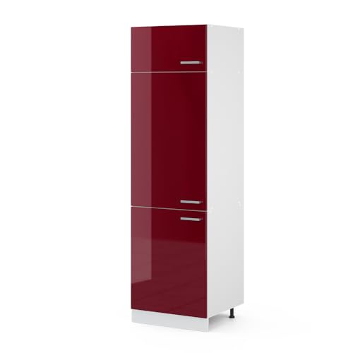 Vicco Kühlumbauschrank R-Line, Hochschrank für die Küche, Bordeaux Hochglanz/Weiß, 60 cm von Vicco