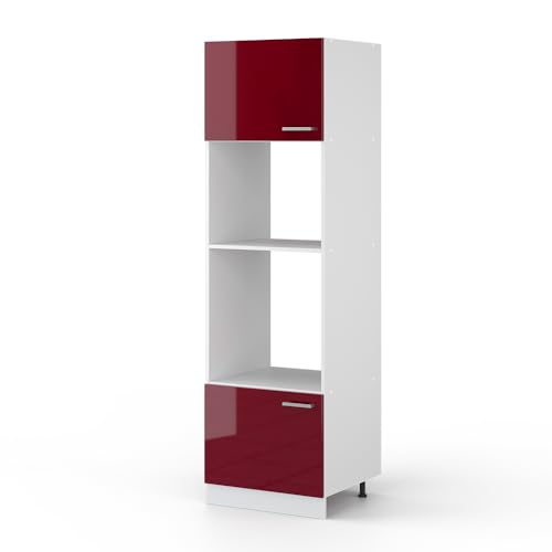 Vicco Mikrowellenschrank R-Line, Küchenregal für die Mikrowelle, Bordeaux Hochglanz/Weiß, 60 cm von Vicco