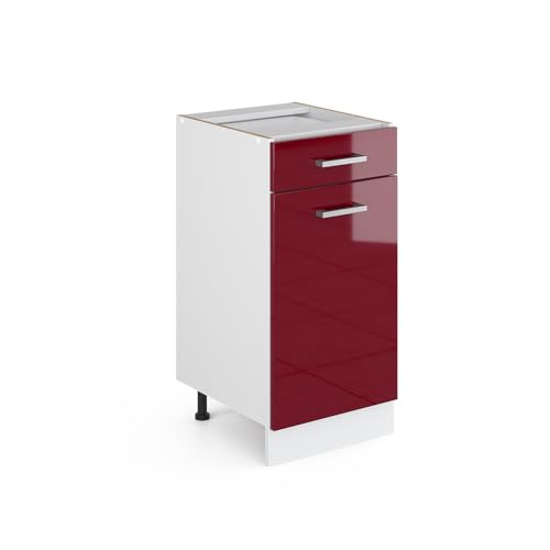 Vicco Küchenunterschrank R-Line, Bordeaux Hochglanz/Weiß, 40 cm ohne Arbeitsplatte von Vicco