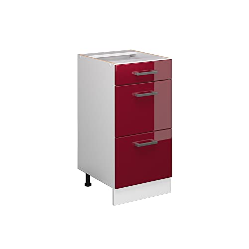 Vicco Küchenunterschrank R-Line, Bordeaux Hochglanz/Weiß, 40 cm mit Schubladen, ohne Arbeitsplatte Vicco Küchenunterschrank R-Line, Bordeaux Hochglanz/Weiß, 40 cm mit Schubladen, ohne Arbeitsplatte von Vicco